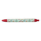 Stylo Noir Motif Seahorse et Seashell Turquoise (Devant)