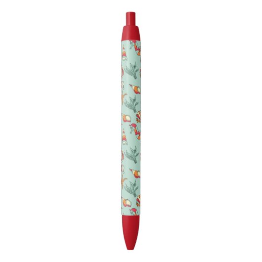 Stylo Noir Motif Seahorse et Seashell Turquoise (devant Vertical)