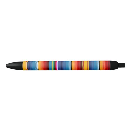 Stylo Noir Motif Serape bleu et or (Devant)