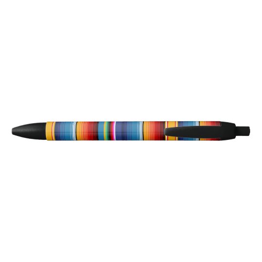 Stylo Noir Motif Serape bleu et or (Dos)