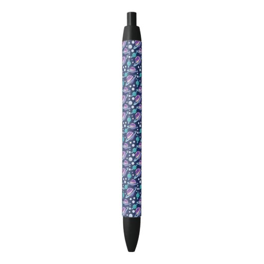 Stylo Noir Motif spatial, Planètes, Étoiles, Galaxie, Cosmos (devant Vertical)