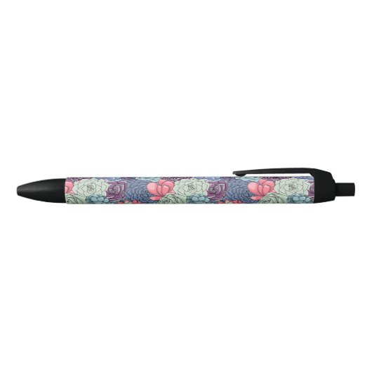 Stylo Noir Motif succulent coloré (Haut)