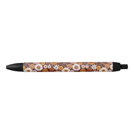 Stylo Noir Motif super Retro Flower Garden (Devant)