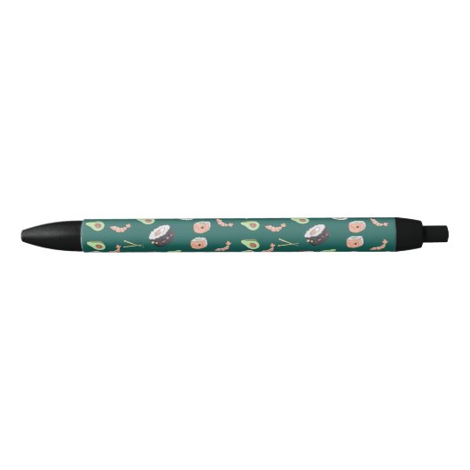 Stylo Noir Motif Sushi vert mignon (Devant)