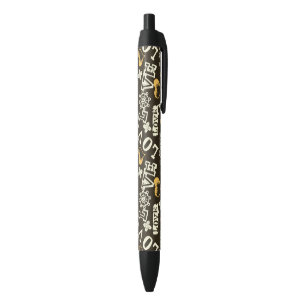 Stylo Noir Motif tiré par la main d'amour