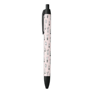 Stylo Noir Motif tiré par la main mignon de cactus