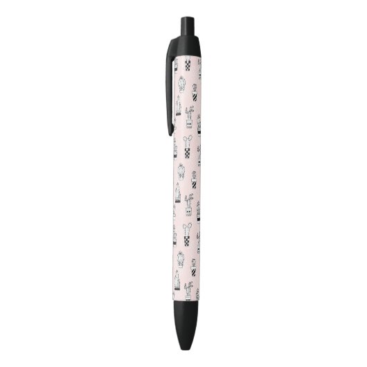 Stylo Noir Motif tiré par la main mignon de cactus (Haut (Vertical))