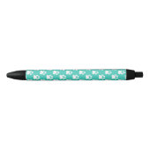 Stylo Noir Motif Tourquoise Et White Chig Paws (Devant)