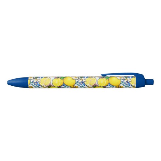 Stylo Noir Motif traditionnel méditerranéen aux citrons (Haut)