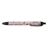 Stylo Noir Motif Triangles Rose Rouge Grosse Rose & Noir Doré (Bas)