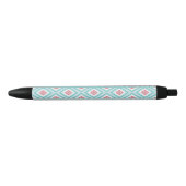 Stylo Noir Motif tribal Aztec Turquoise et rose (Devant)