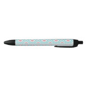Stylo Noir Motif tribal Aztec Turquoise et rose (Bas)