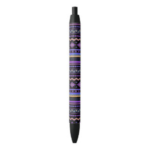 Stylo Noir Motif tribal violet