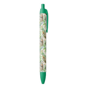 Stylo Noir Motif tropical de paresse d'aquarelle