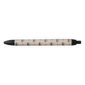 Stylo Noir Motif vérifié avec des hiboux d'amour (Devant)