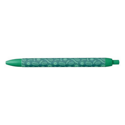 Stylo Noir Motif vert de microbes (Devant)