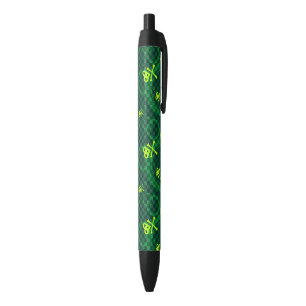 Stylo Noir Motif vert d'Emo avec des cercles
