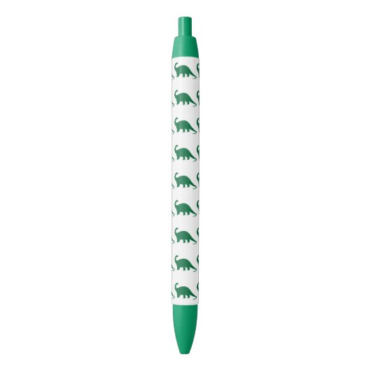 Stylo Noir Motif vert Dinosaur (devant Vertical)
