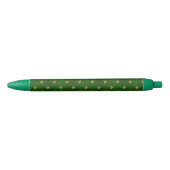 Stylo Noir Motif vert d'or de trèfle (Devant)
