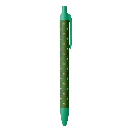 Stylo Noir Motif vert d'or de trèfle (Bas (Vertical))