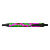 Stylo Noir Motif vert et rose vif (Dos)