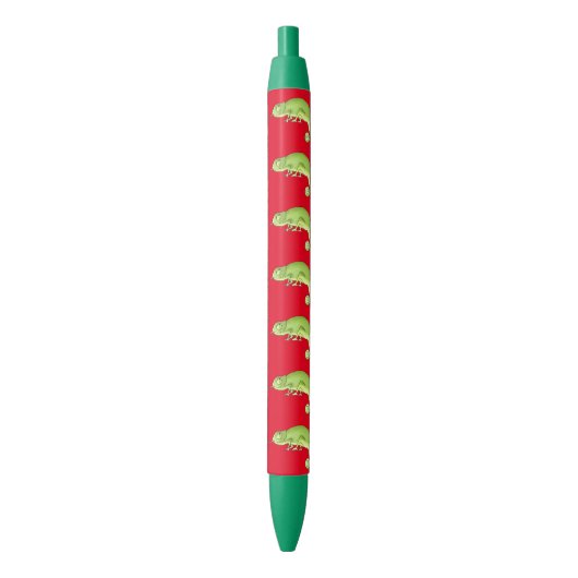 Stylo Noir motif vert mignon de caméléon (devant Vertical)