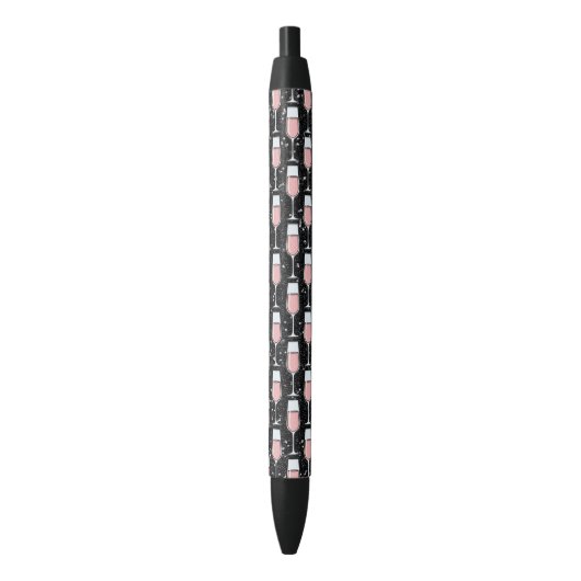 Stylo Noir Motif Vin Rosé (devant Vertical)