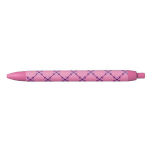 Stylo Noir Motif violet pipelé