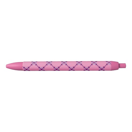 Stylo Noir Motif violet pipelé (Devant)