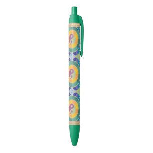 Stylo Noir Motif Yin Yang Coloré