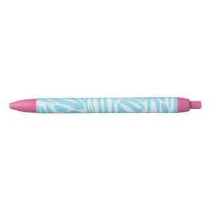 Stylo Noir Motif Zèbre Bleu