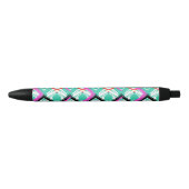 Stylo Noir Motif Zig Zag Turquoise (Devant)
