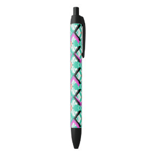 Stylo Noir Motif Zig Zag Turquoise