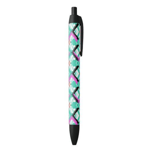 Stylo Noir Motif Zig Zag Turquoise (Bas (Vertical))