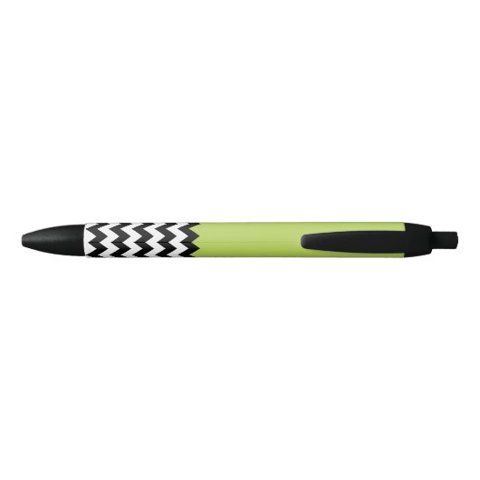 Stylo Noir Motif Zigzag noir et blanc, Chevron, Vert (Dos)