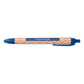 Stylo Noir Motif Zigzag orange avec Royal Blue (Bas)
