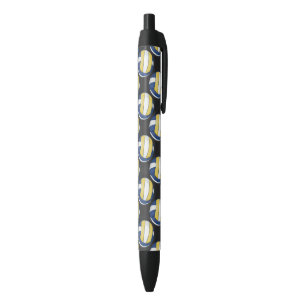 Stylo Noir Motifs de volley-ball bleu et jaune