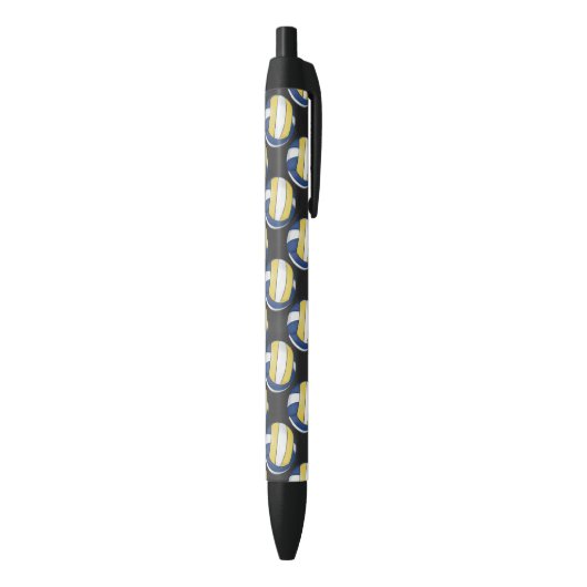 Stylo Noir Motifs de volley-ball bleu et jaune (Bas (Vertical))