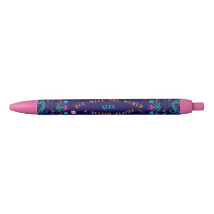 Stylo Noir Motivation et confiance en soi - Floral Fiesta