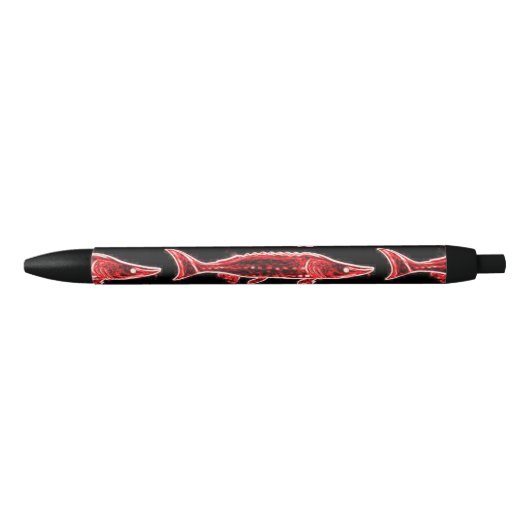 Stylo Noir nage d'esturgeon rouge (Devant)