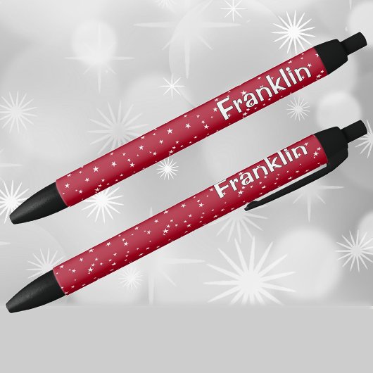 Stylo Noir Name || Holiday Red and White Stars Pattern