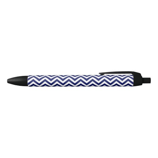 Stylo Noir Navy Blue and White Large Chevron Zig Zag (Haut)