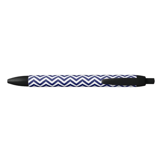 Stylo Noir Navy Blue and White Large Chevron Zig Zag (Dos)