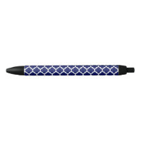Navy Blue White Moroccan Quatrefoil Pattern #5