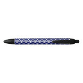 Stylo Noir Navy Blue White Moroccan Quatrefoil Pattern #5 (Dos)