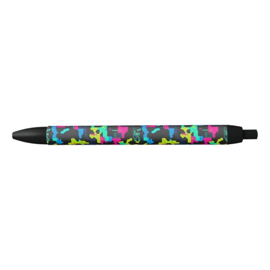 Stylo Noir Neon Camouflage Pattern (Devant)