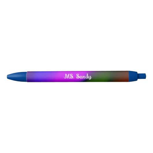 Stylo Noir Neon of Blue, Purple, Green & Orange Ajouter Nom (Devant)