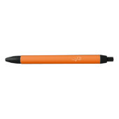 Stylo Noir néon solide orange - vos monogrammes (Devant)