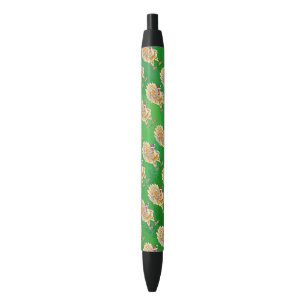 Stylo Noir Noël Du Poulet Sur Vert