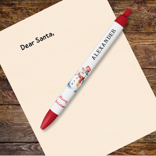 Stylo Noir Noël Snowman Photo Festive Vacances Enfants